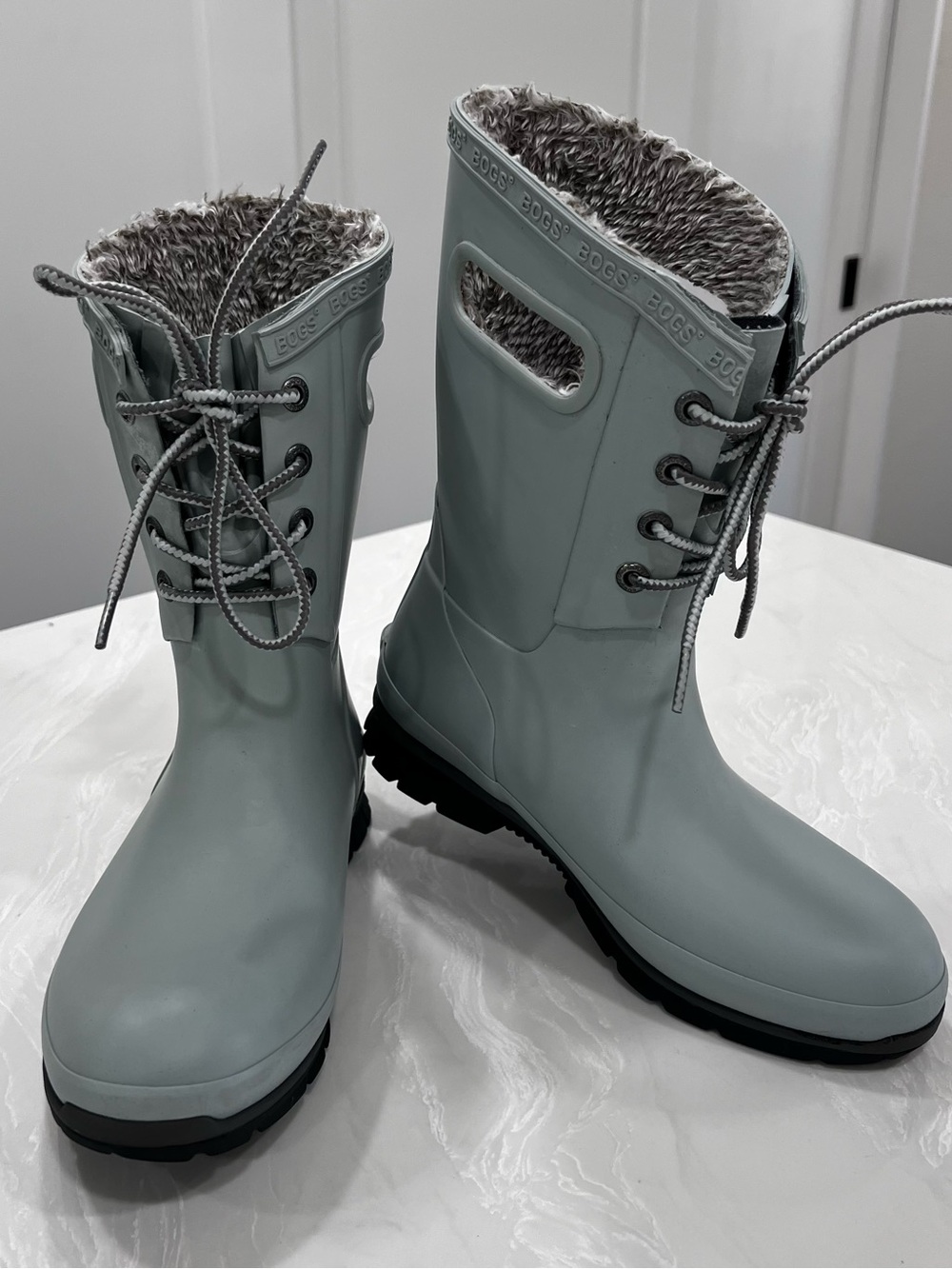 Bogs Amanda II Lace Up Rain Boots Jade Sage Green Lined Waterproof Womens Size 6 - Picture 8 of 16